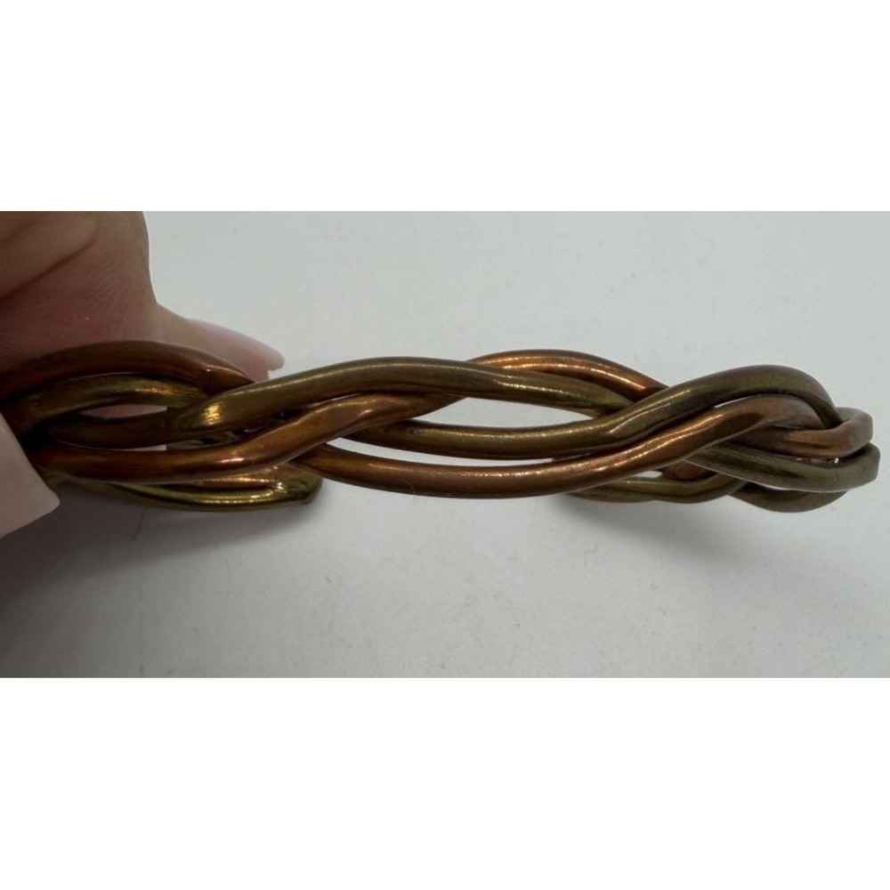 Vintage Women's Copper Gold Tone Twisted Braided Cuff Bracelet 7.5" Length‎
